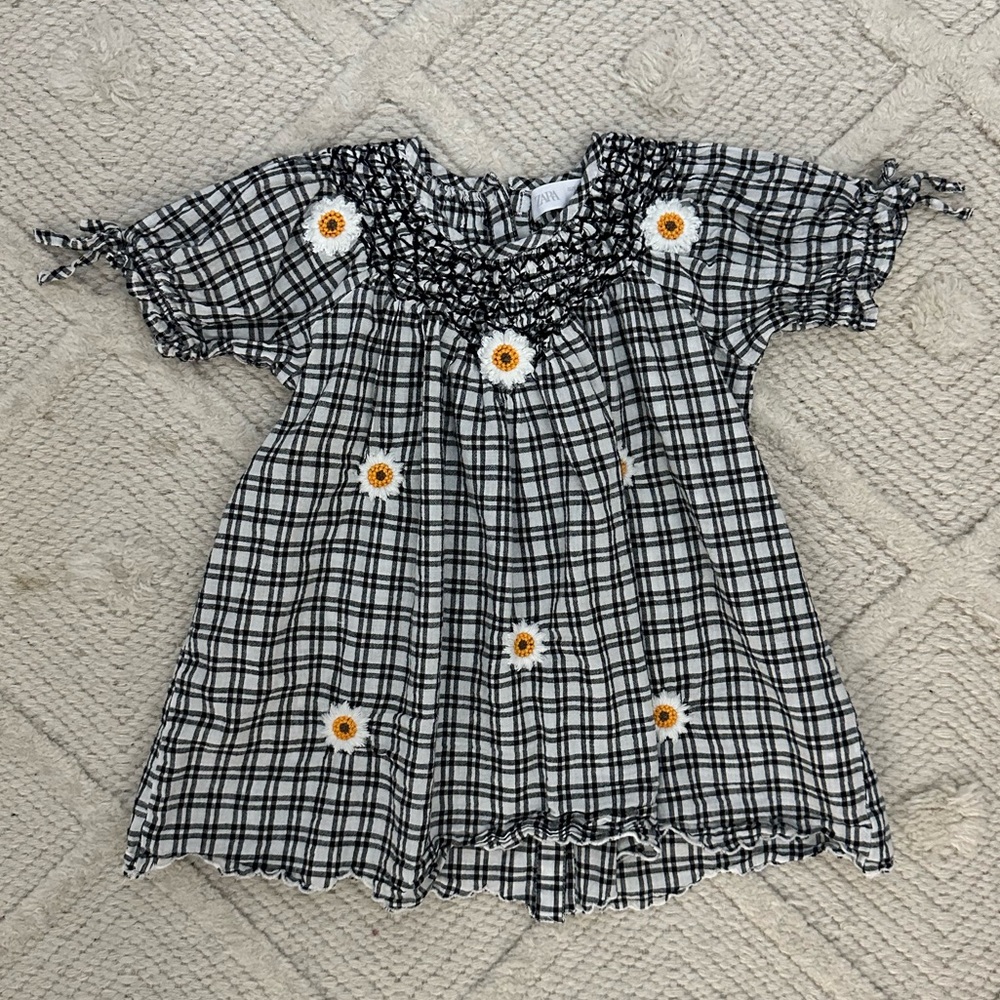 Zara Plaid Sunflower Dress 12-18m